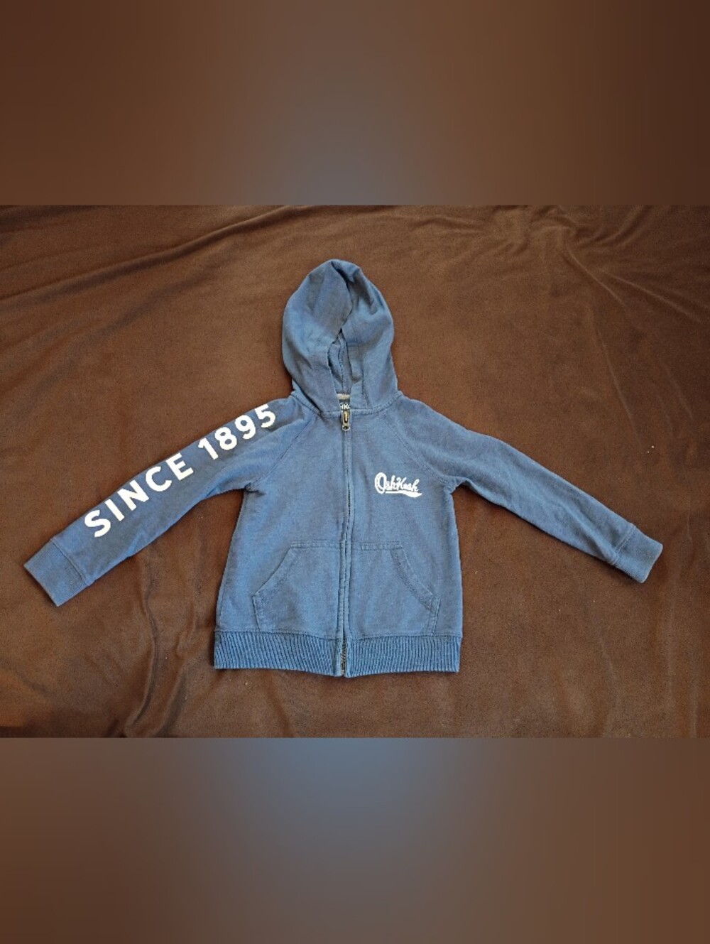 OshKosh B'gosh Navy Zip Hoodie with White Sleeve Text Size 4T